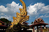 Chiang Mai - The Wat Lam Chang, Makkara-Naga guardian of the Wihan.